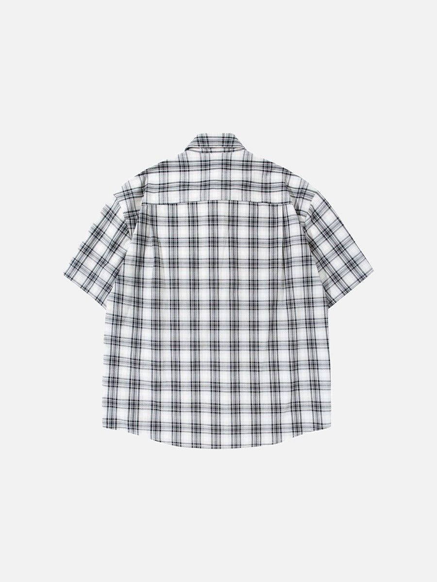 Camisa de manga corta a cuadros relajada