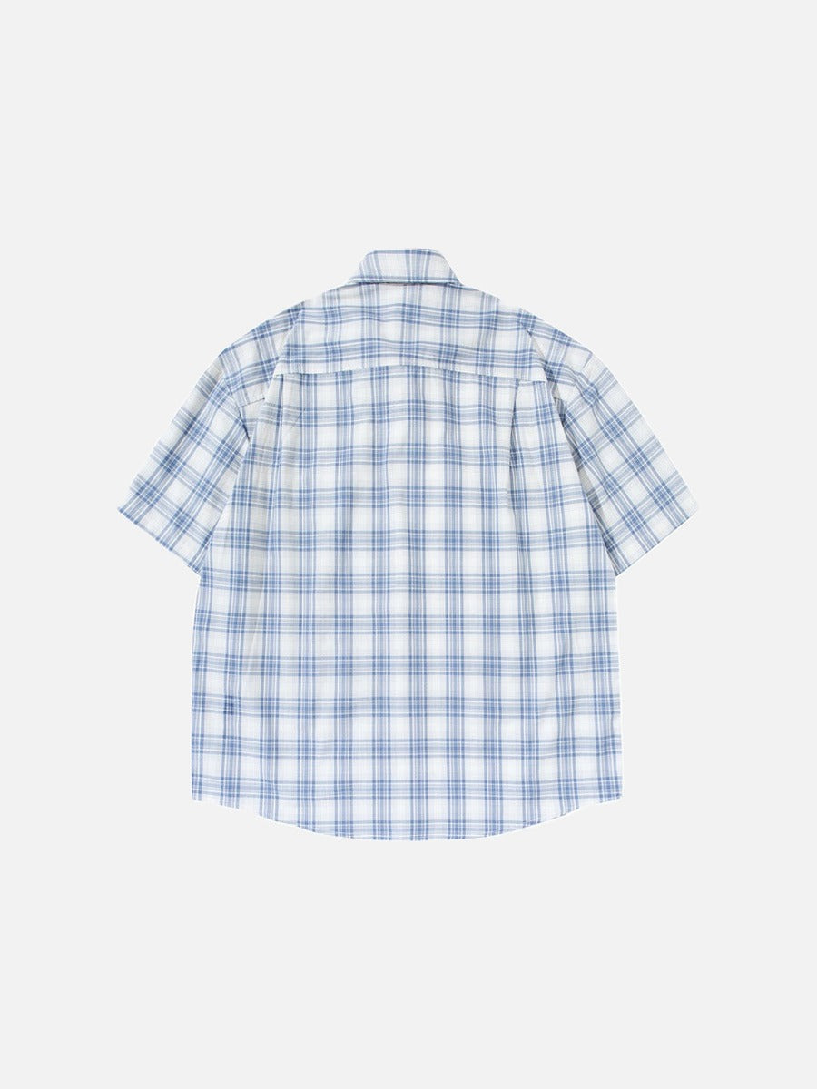 Camisa de manga corta a cuadros relajada