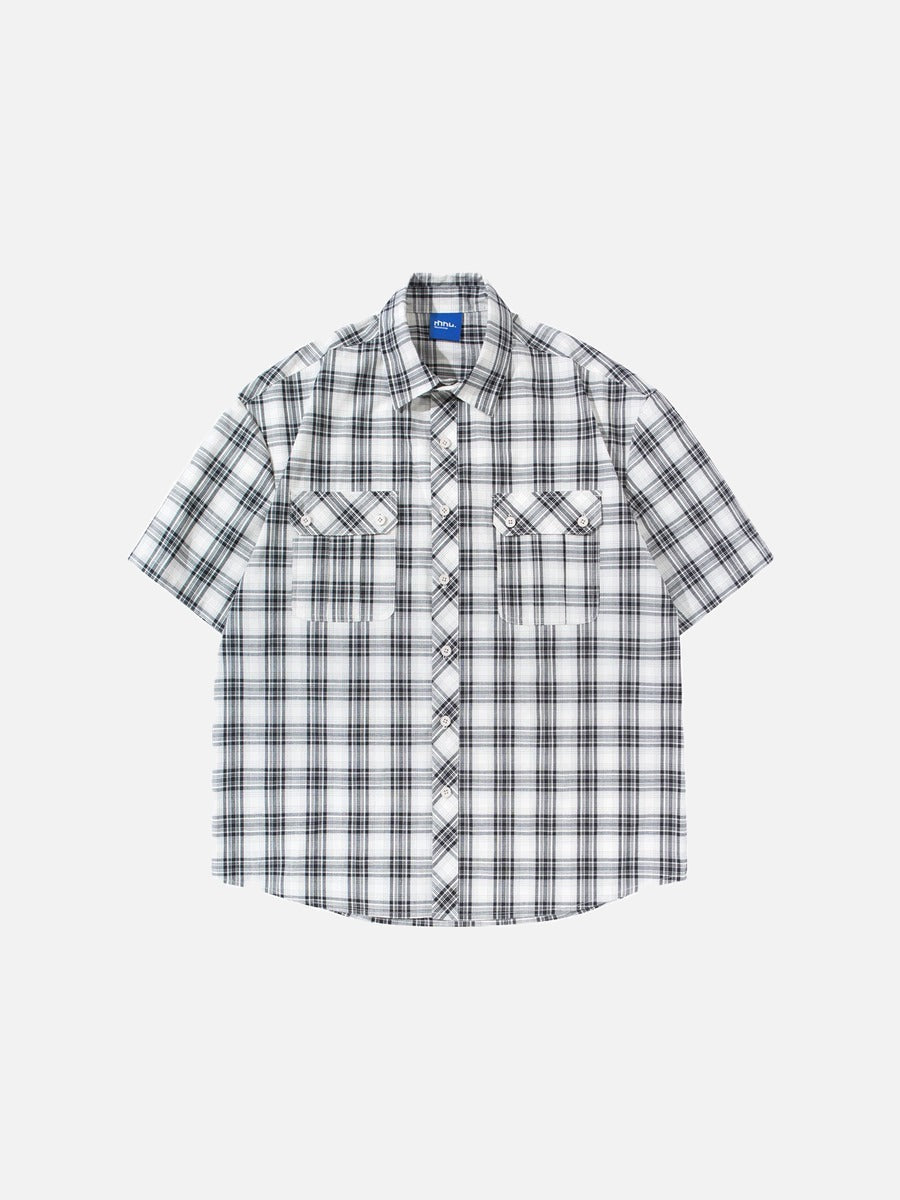 Camisa de manga corta a cuadros relajada