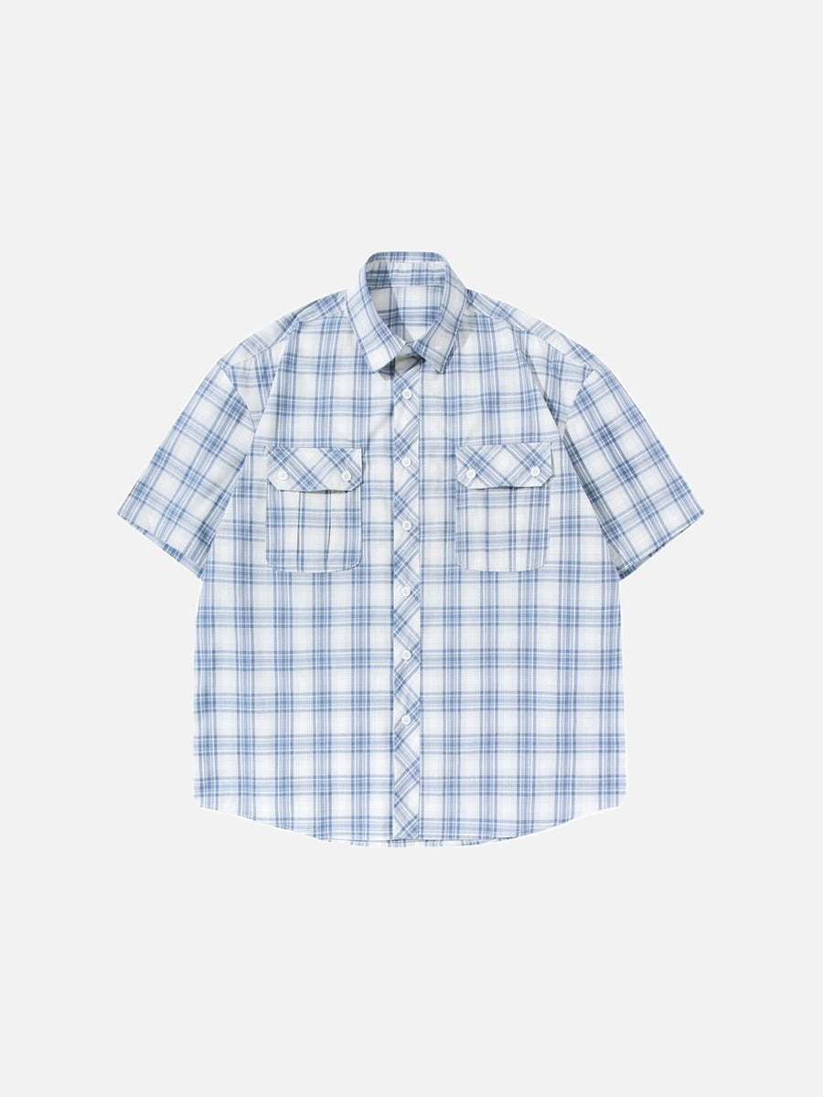 Camisa de manga corta a cuadros relajada
