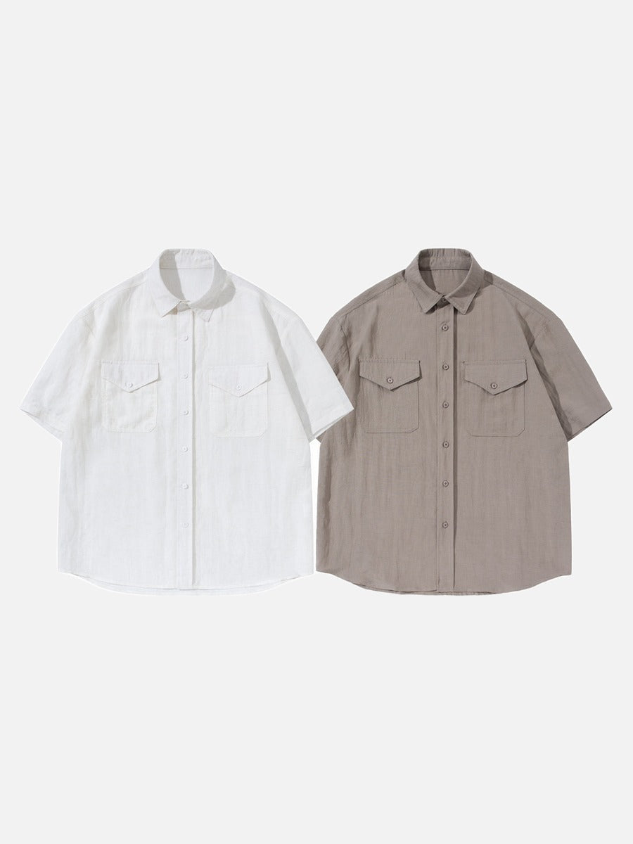 Camisa abotonada de manga corta y corte holgado