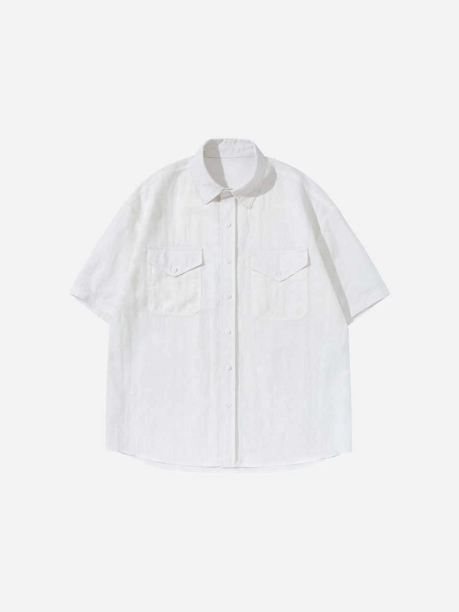 Camisa abotonada de manga corta y corte holgado