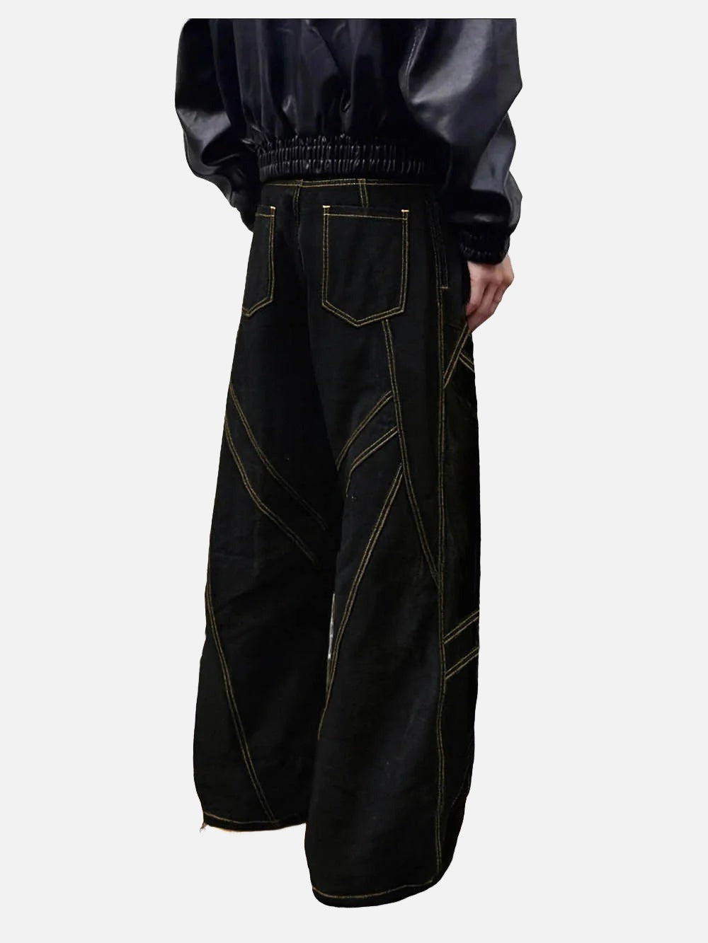Retro Black Baggy Wide-Leg Jeans