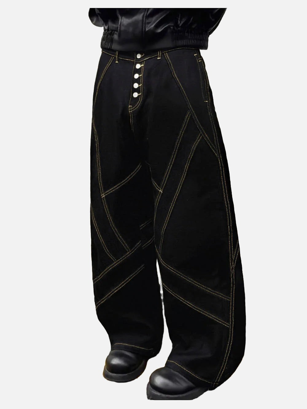 Retro Black Baggy Wide-Leg Jeans