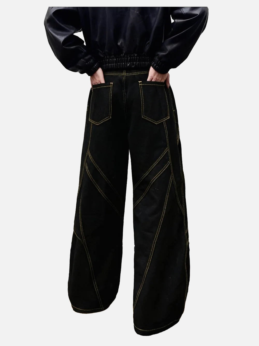 Retro Black Baggy Wide-Leg Jeans