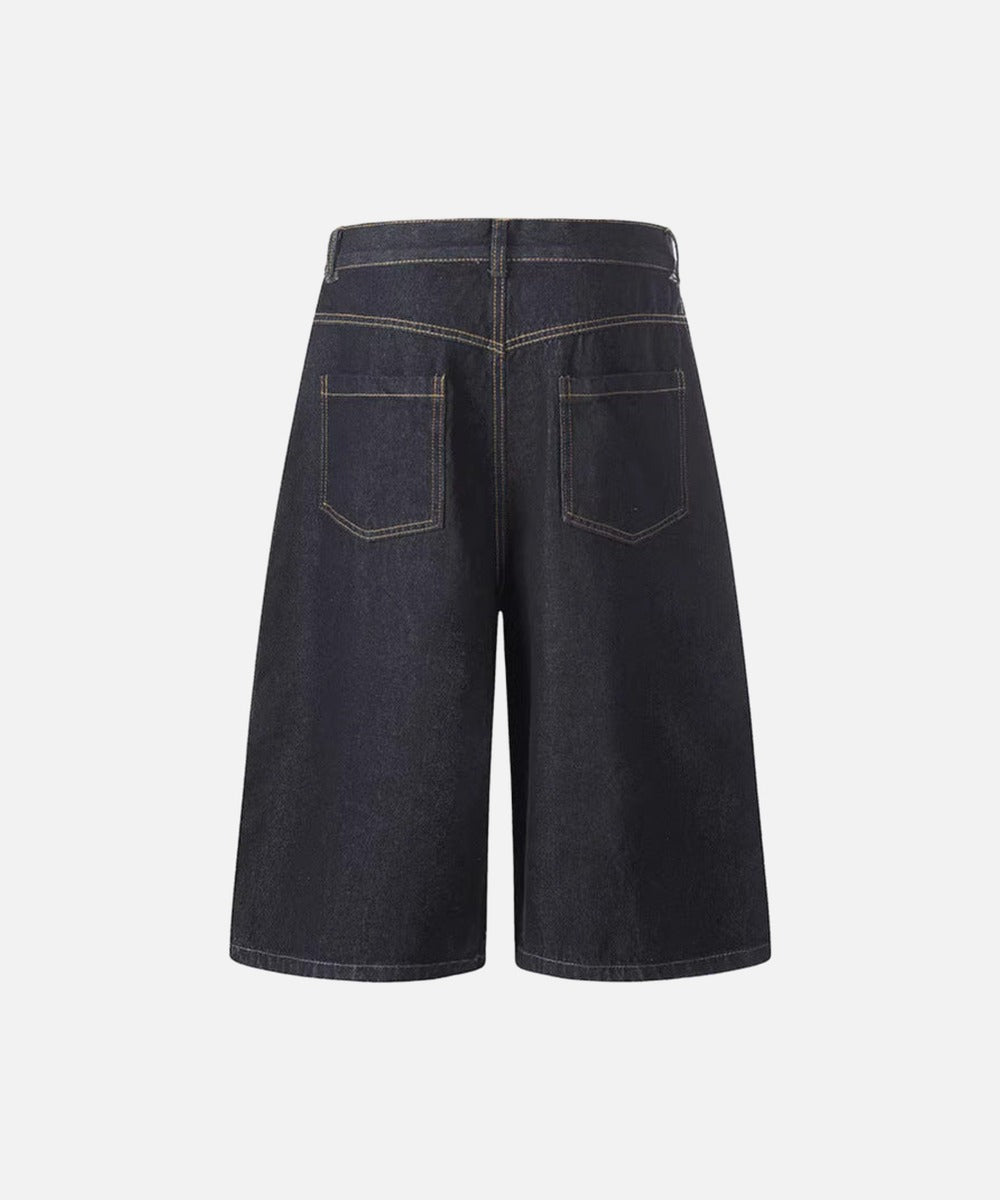 Retro Fun Embroidered Denim Culotte Shorts