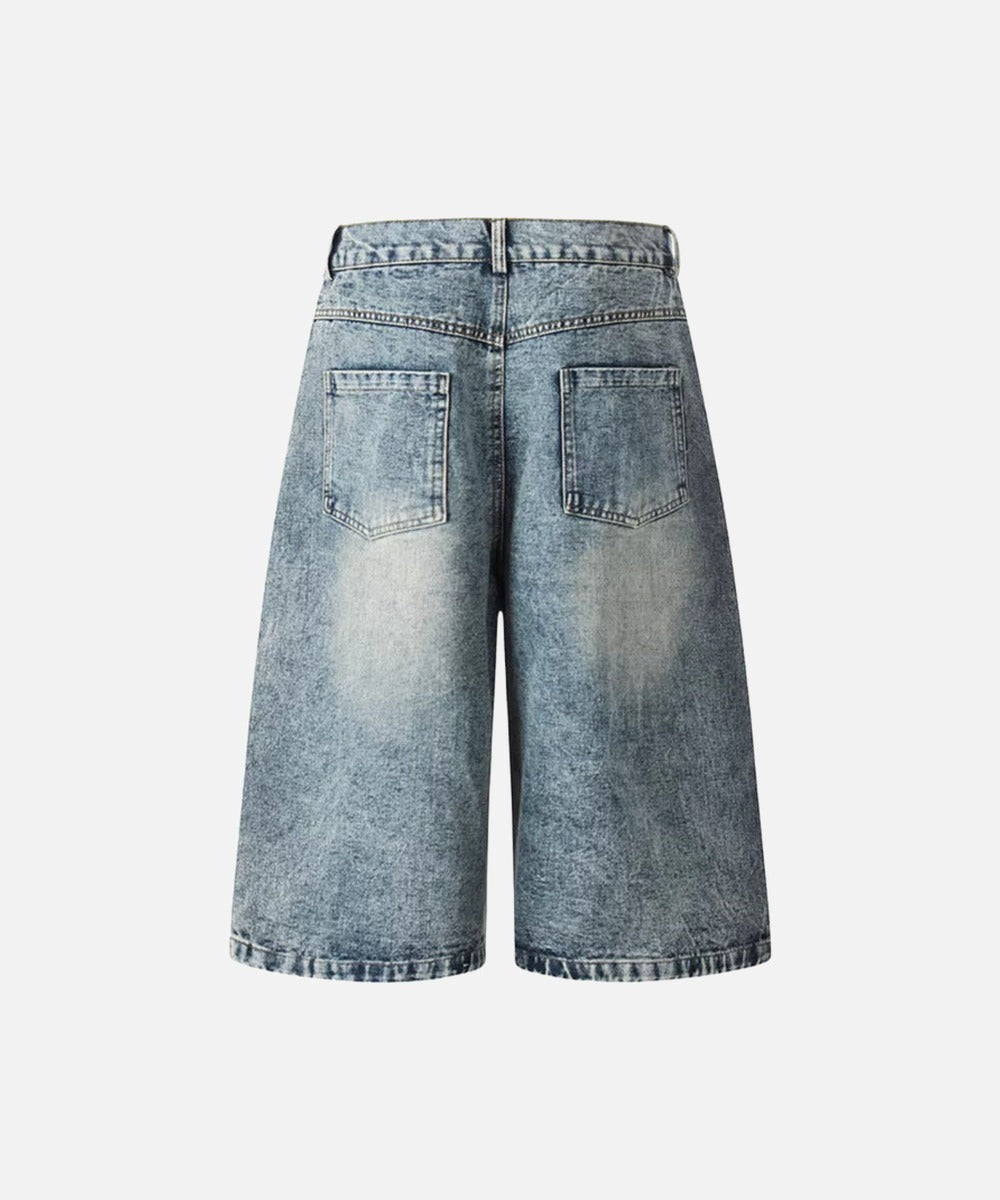 Retro Fun Embroidered Denim Culotte Shorts