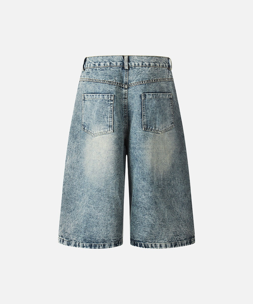 Retro Fun Embroidered Denim Culotte Shorts