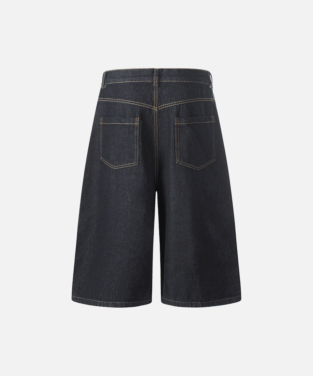 Retro Fun Embroidered Denim Culotte Shorts