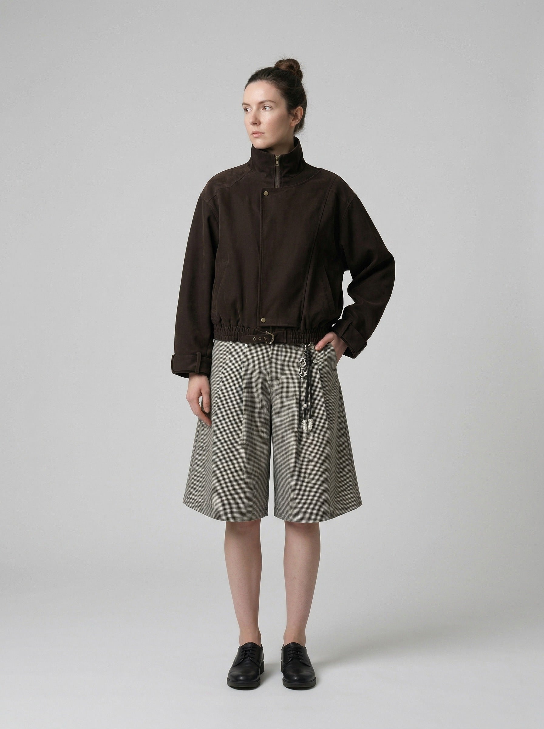 Pantalones cortos culotte anchos microcuadros retro