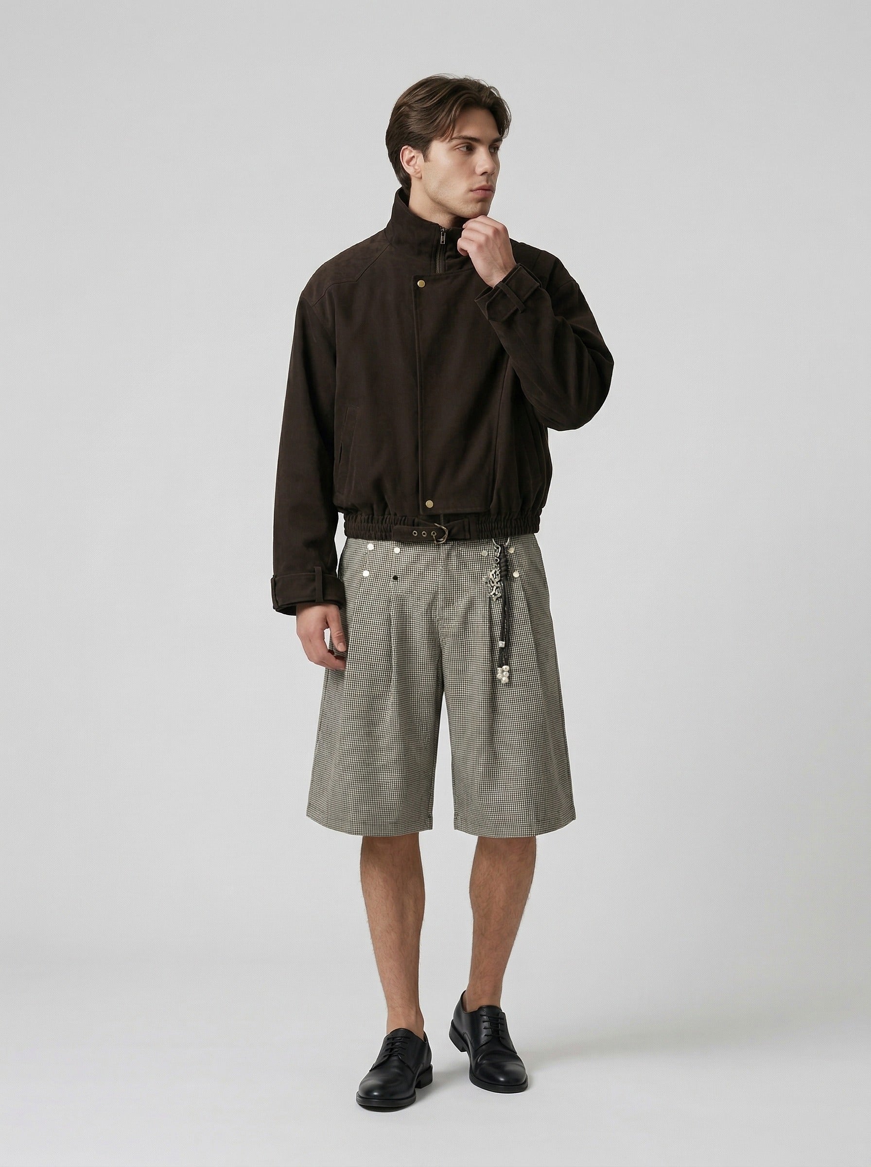 Pantalones cortos culotte anchos microcuadros retro