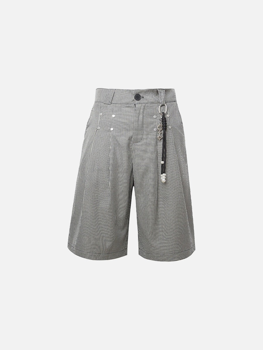 Pantalones cortos culotte anchos microcuadros retro