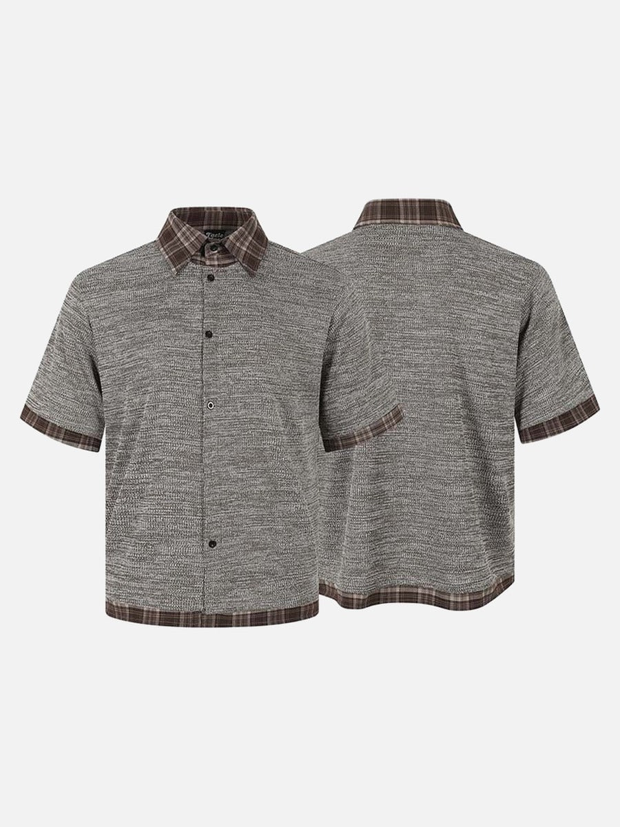 Retro Plaid Layered Short-Sleeved Shirt