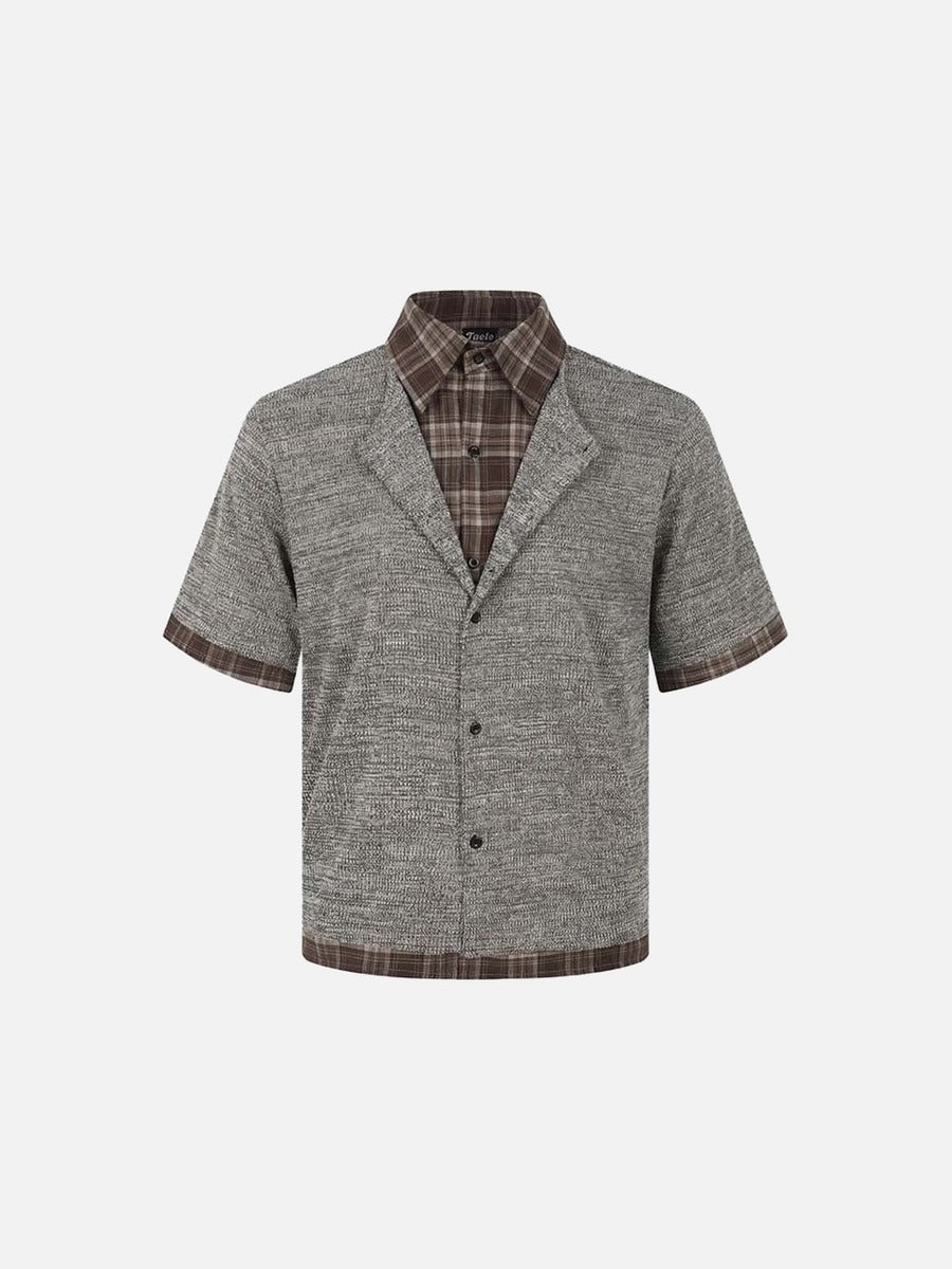Retro Plaid Layered Short-Sleeved Shirt