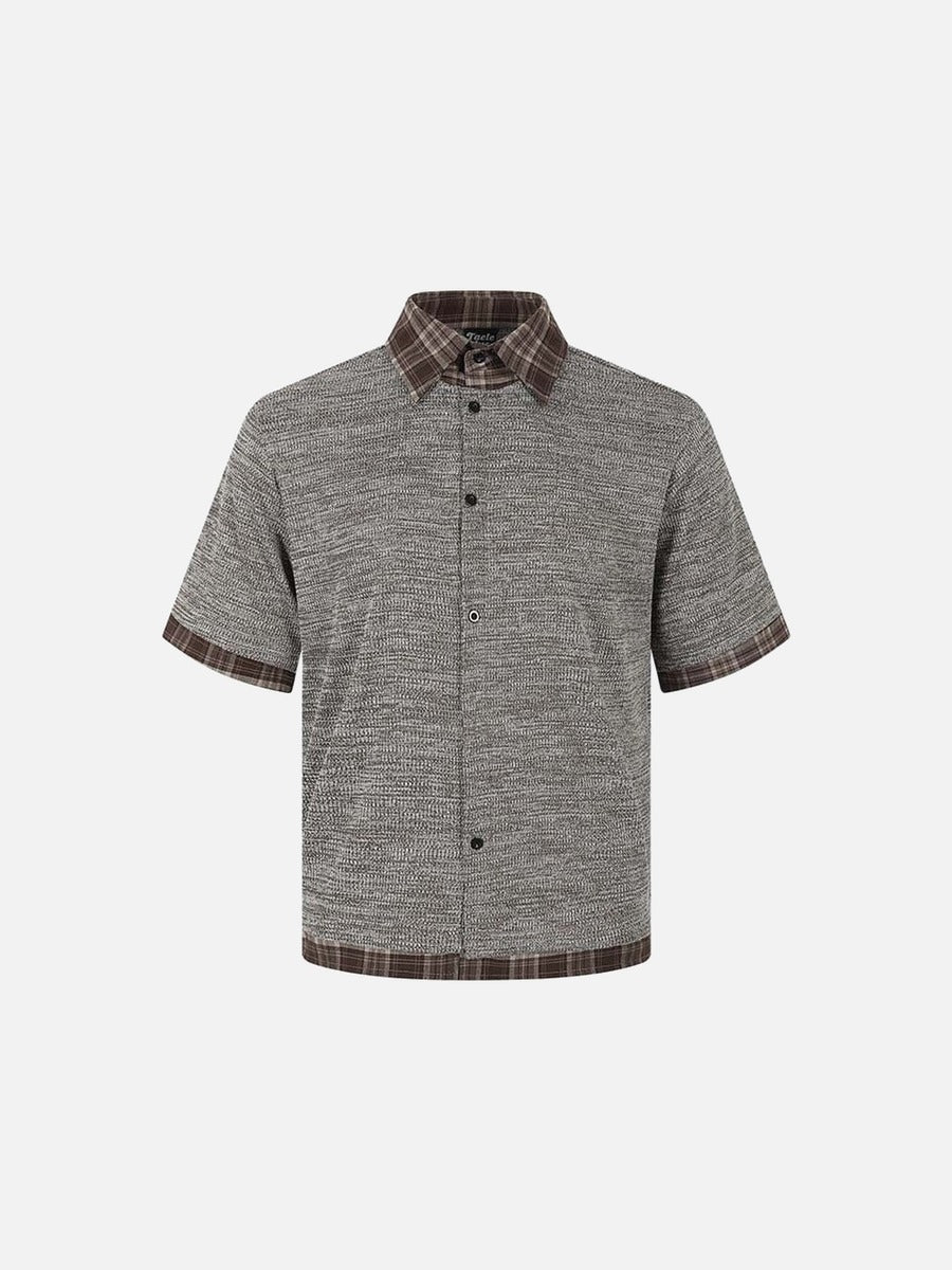 Retro Plaid Layered Short-Sleeved Shirt