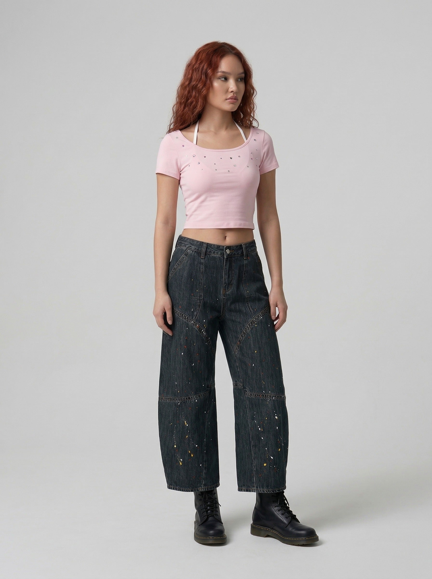 Retro Two-Piece Short-Sleeve Top