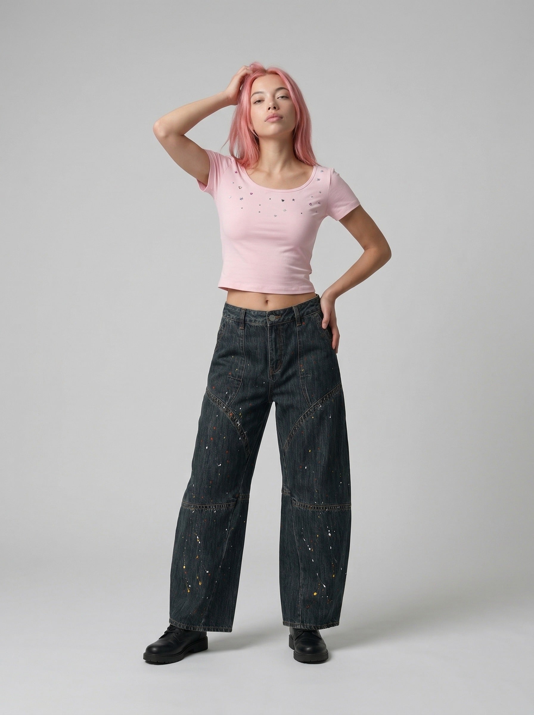 Retro Two-Piece Short-Sleeve Top