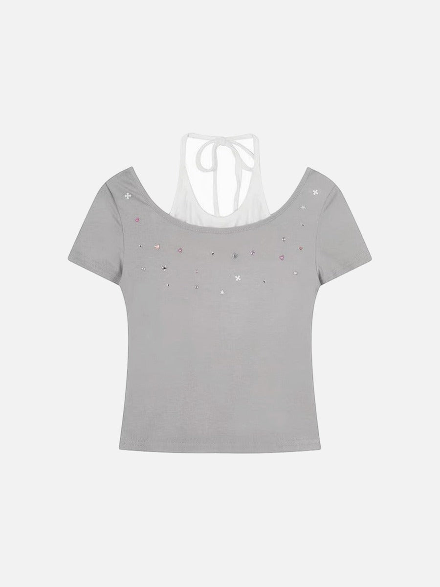 Retro Two-Piece Short-Sleeve Top