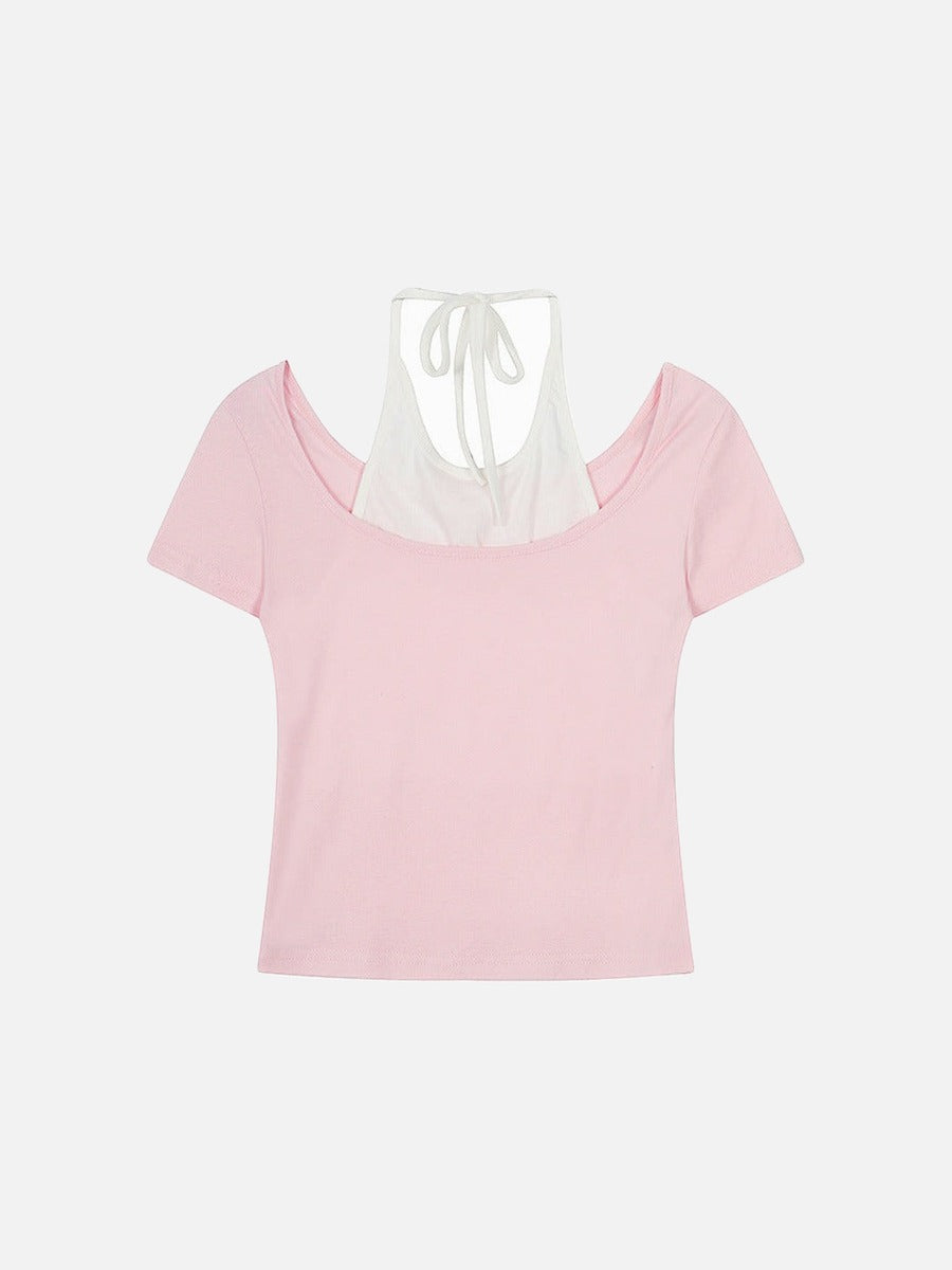 Retro Two-Piece Short-Sleeve Top