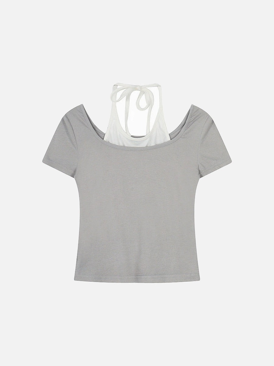Retro Two-Piece Short-Sleeve Top