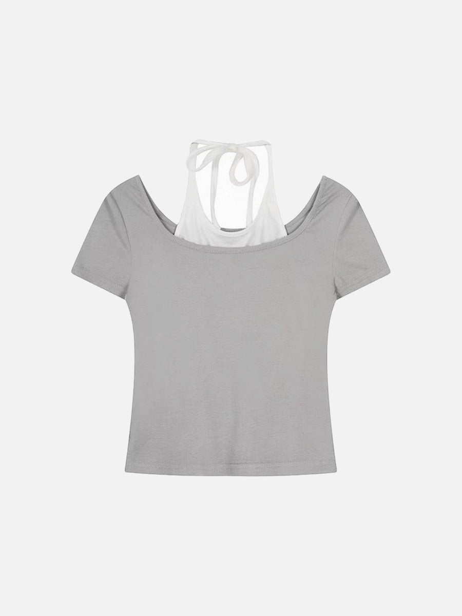 Retro Two-Piece Short-Sleeve Top