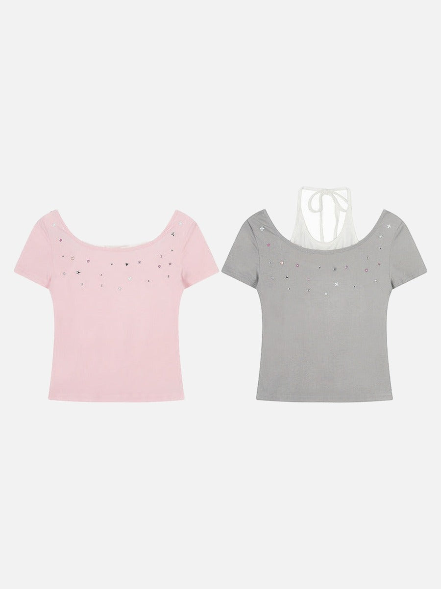Retro Two-Piece Short-Sleeve Top