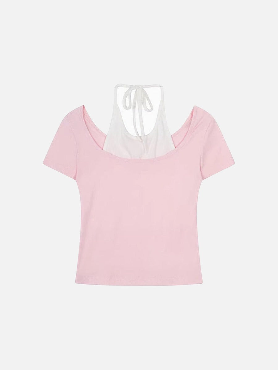 Retro Two-Piece Short-Sleeve Top