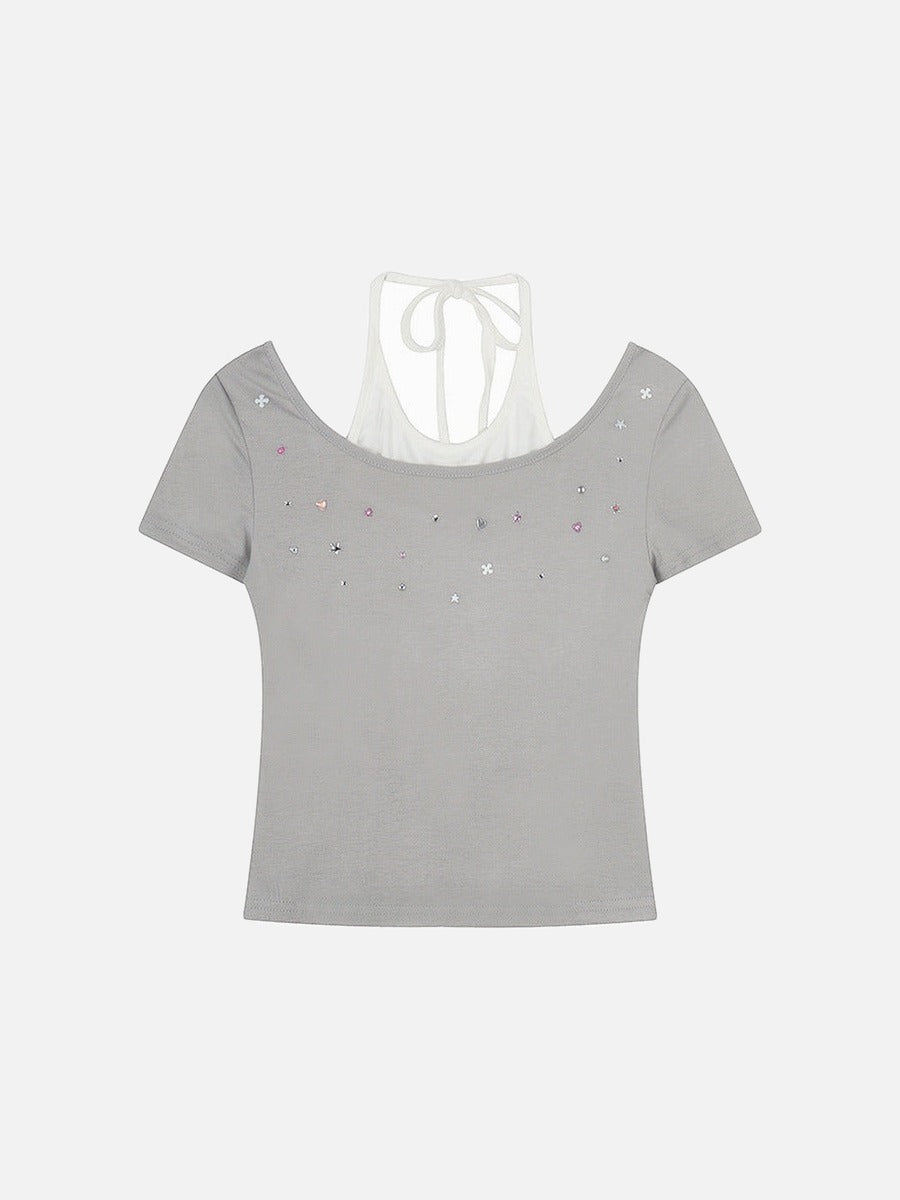 Retro Two-Piece Short-Sleeve Top