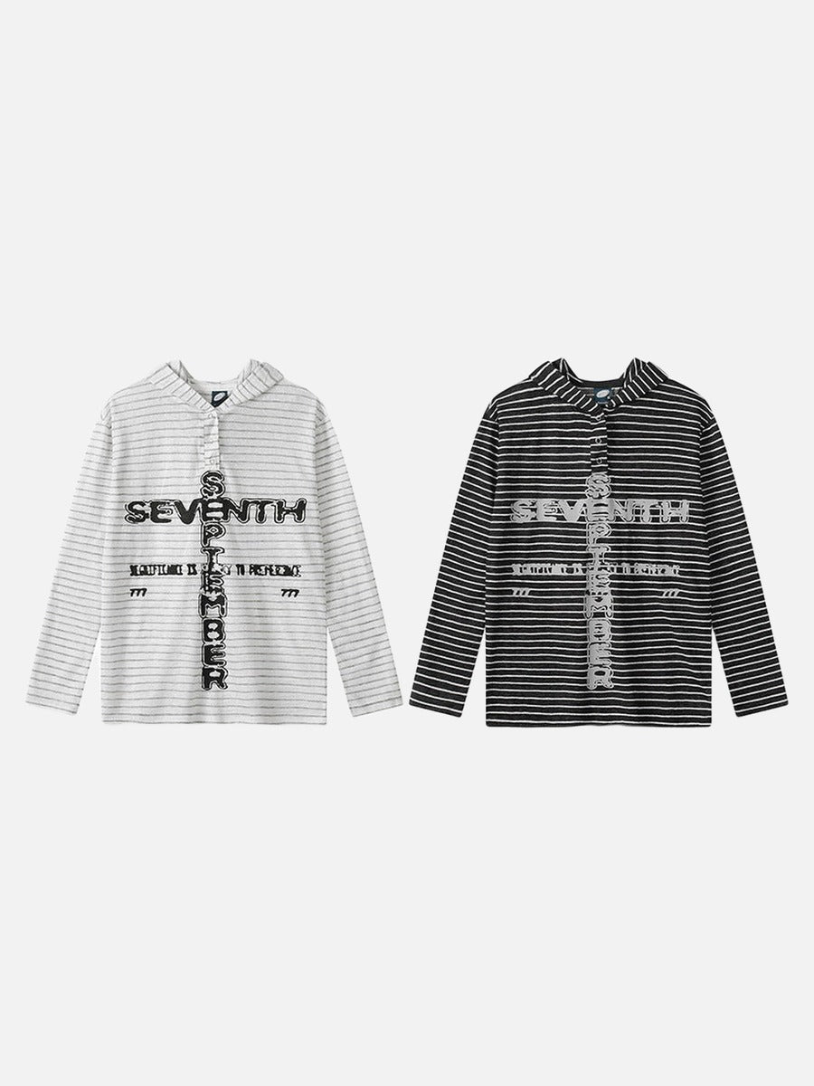 Camiseta con capucha a rayas Seventh September
