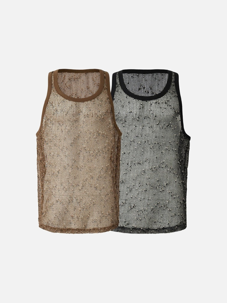 Camiseta de tirantes de malla transparente - Sin mangas