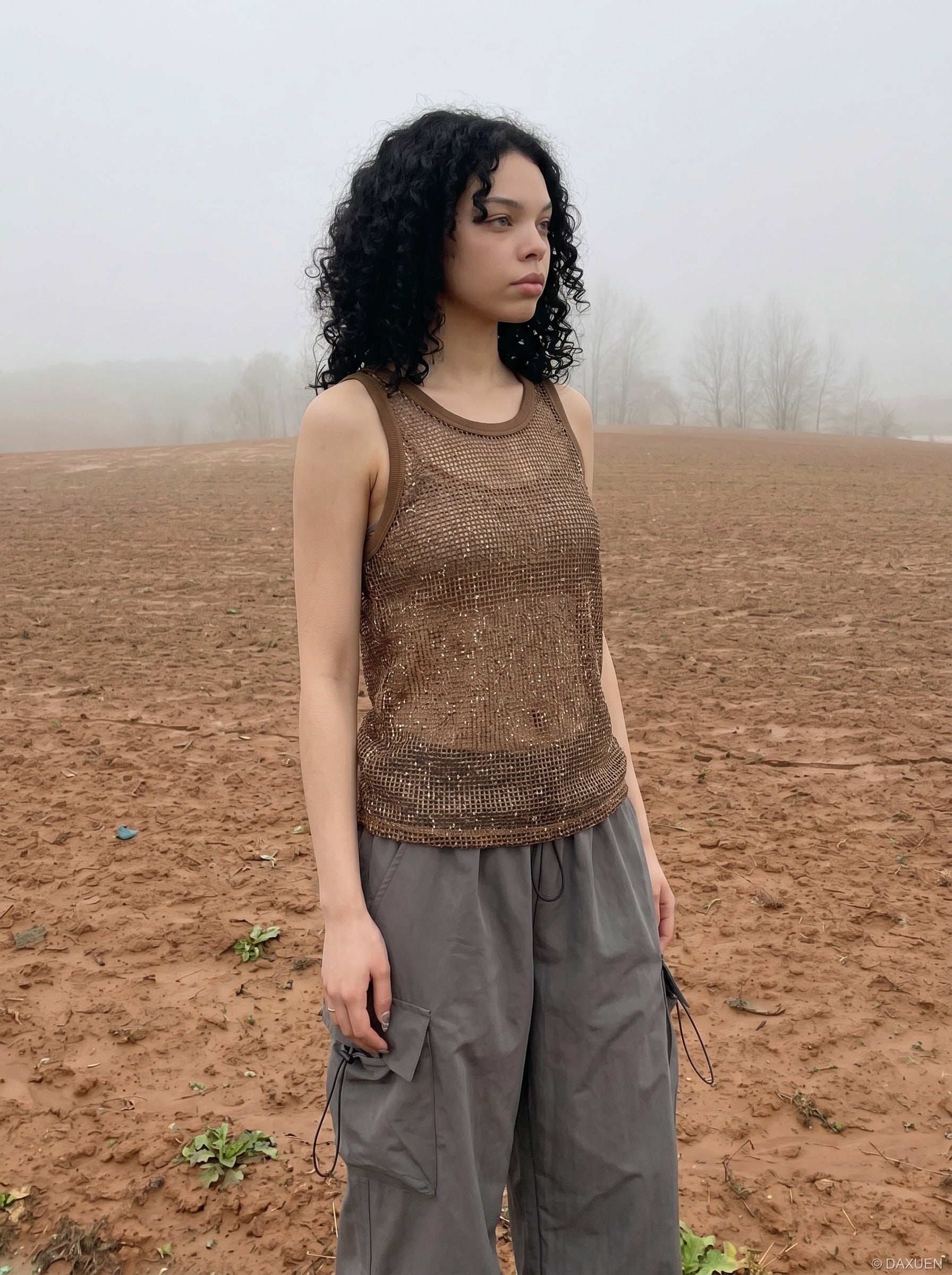 Camiseta de tirantes de malla transparente - Sin mangas