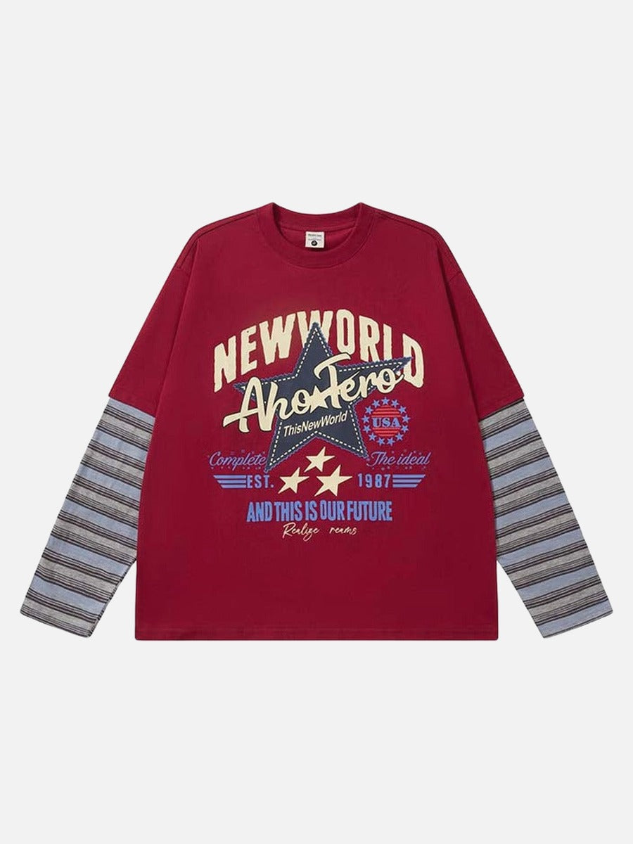 Camiseta con cuello redondo y gráfico de estrellas