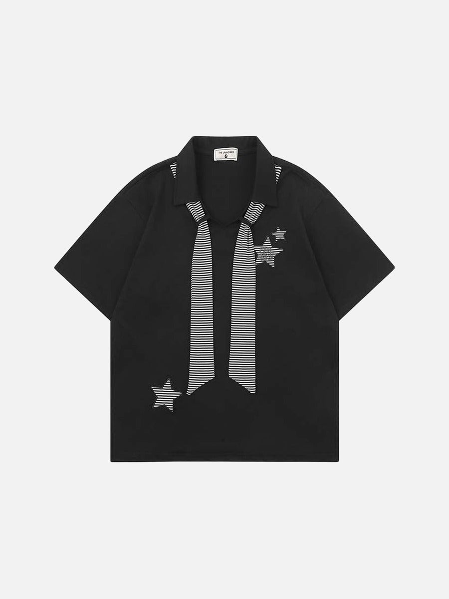 Camisa de cuello relajado con estampado de estrellas y rayas