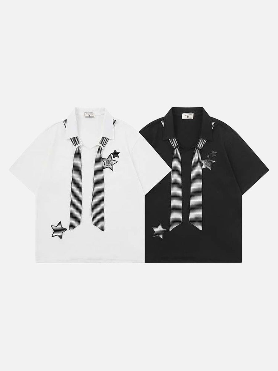 Camisa de cuello relajado con estampado de estrellas y rayas