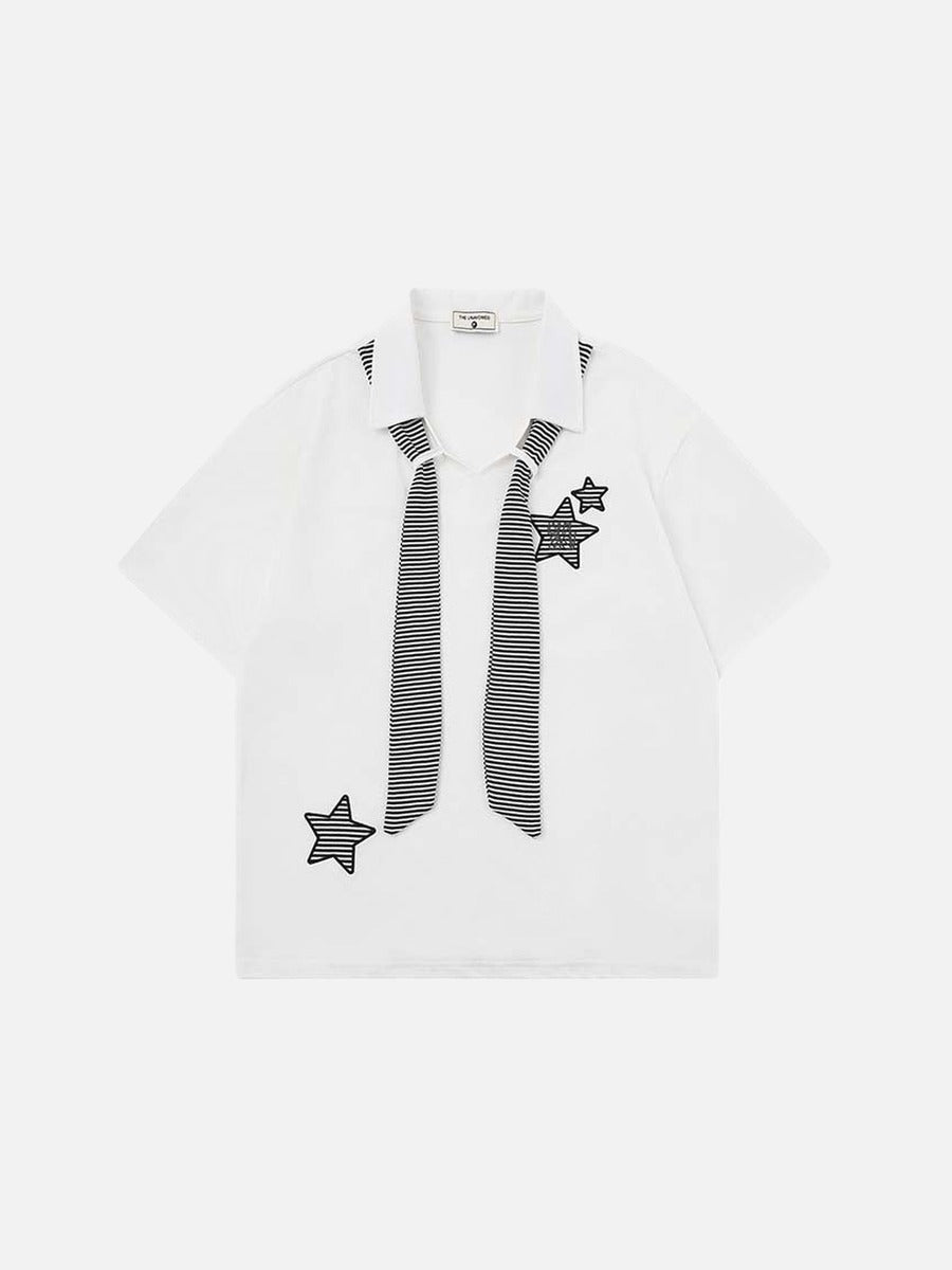 Camisa de cuello relajado con estampado de estrellas y rayas