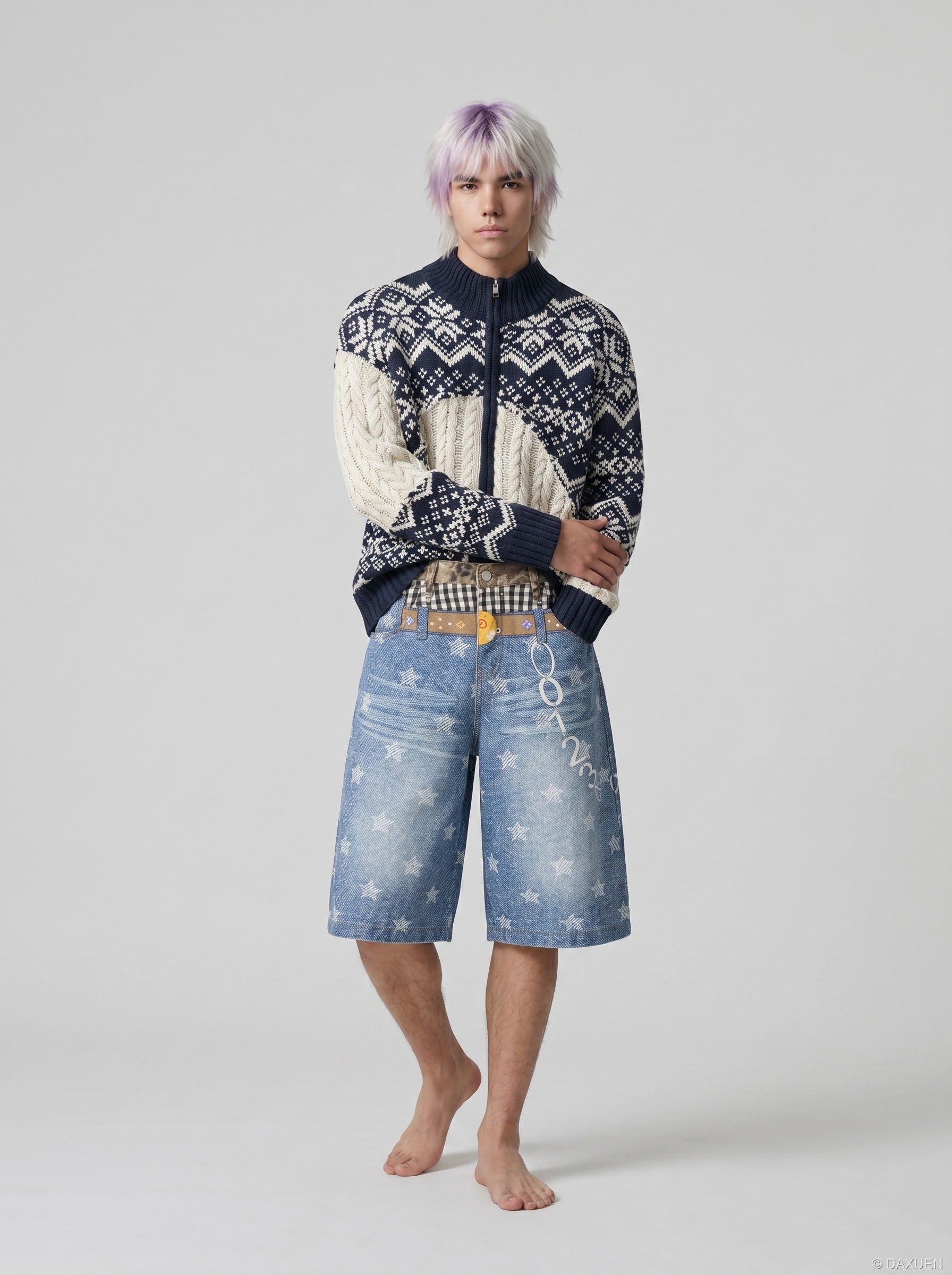 Pantalones cortos de tiro alto con estrellas