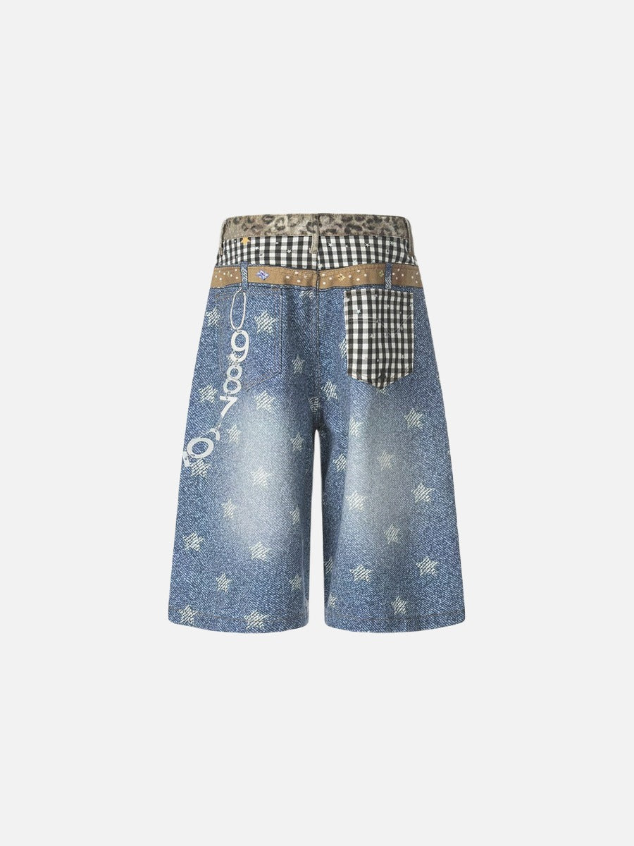 Pantalones cortos de tiro alto con estrellas