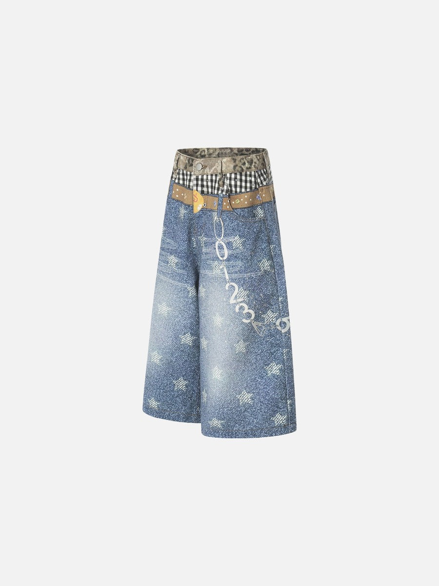 Pantalones cortos de tiro alto con estrellas