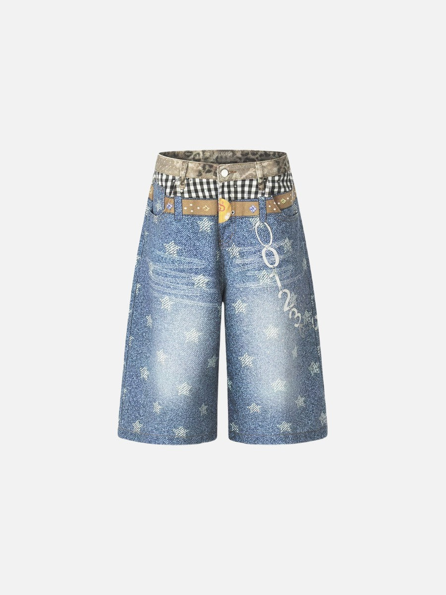 Pantalones cortos de tiro alto con estrellas