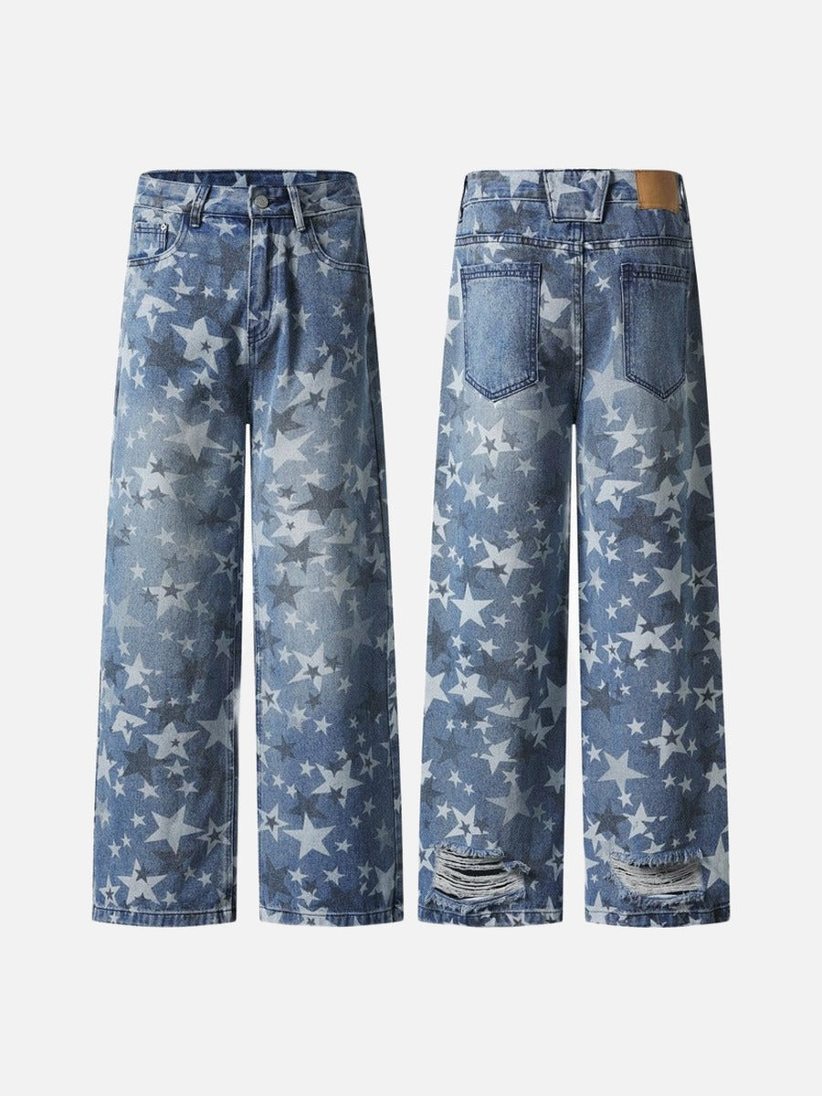 Vaqueros anchos de mezclilla con estrellas
