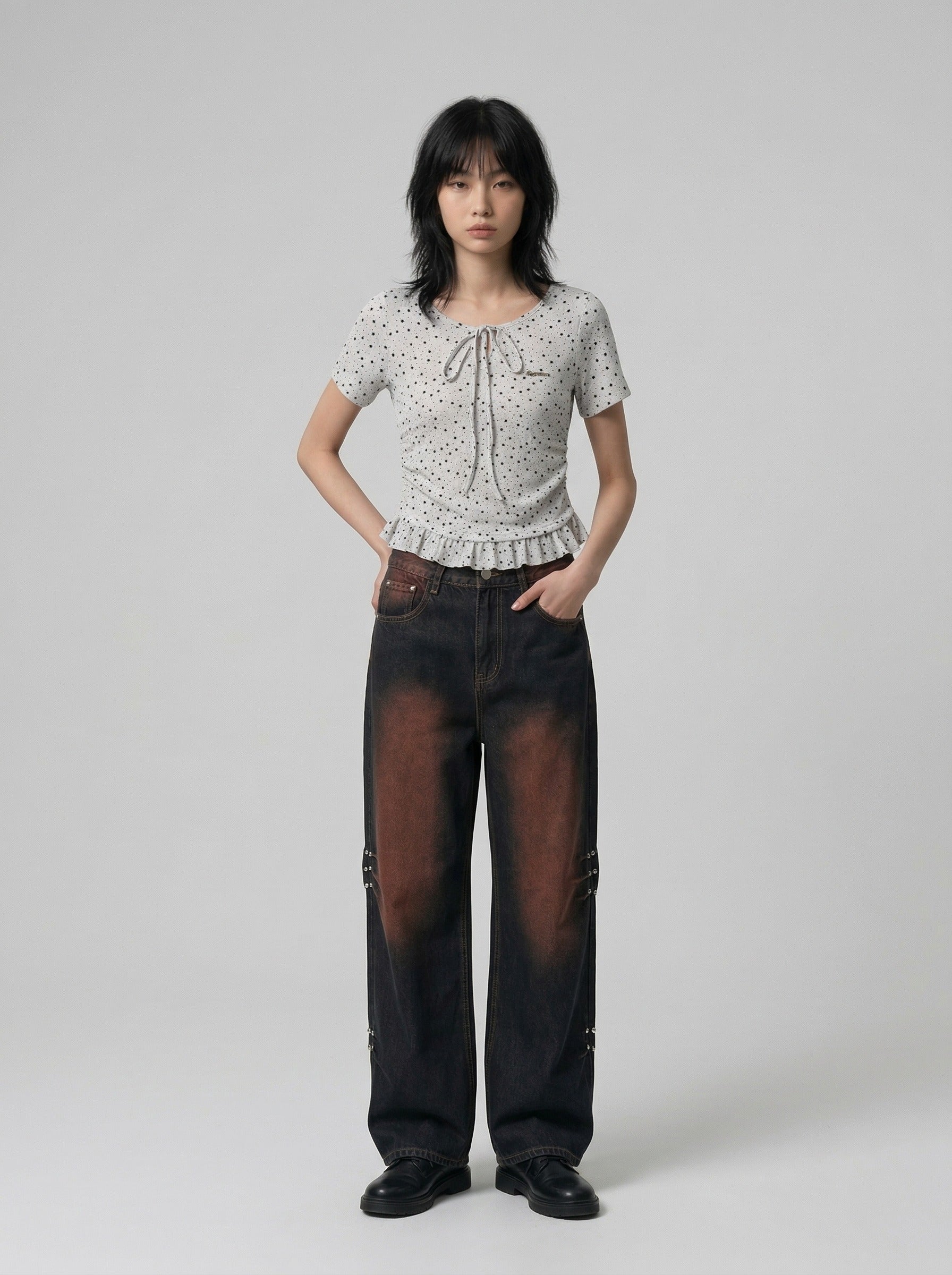 Starry Ruffled Peplum Tee