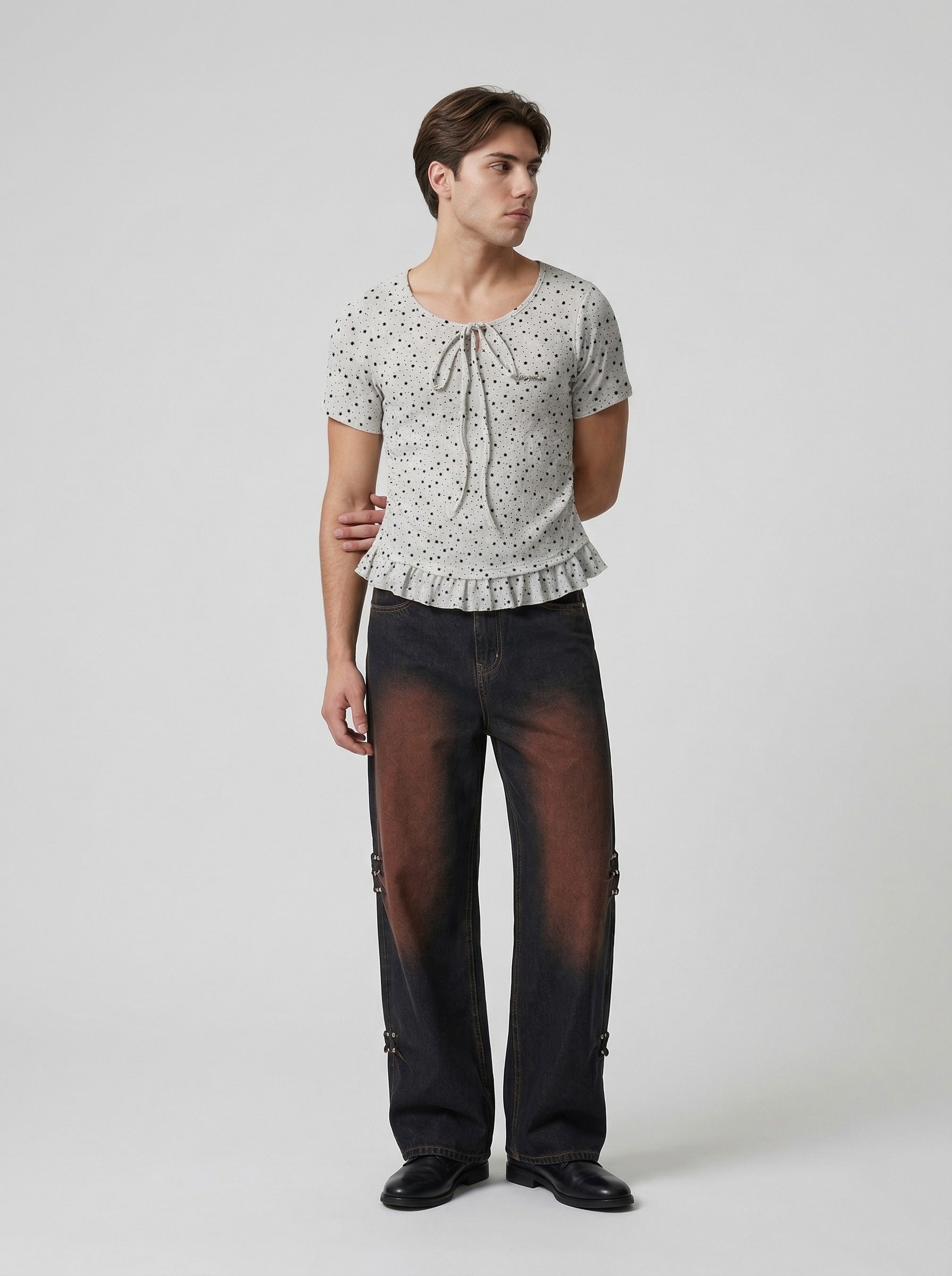 Starry Ruffled Peplum Tee