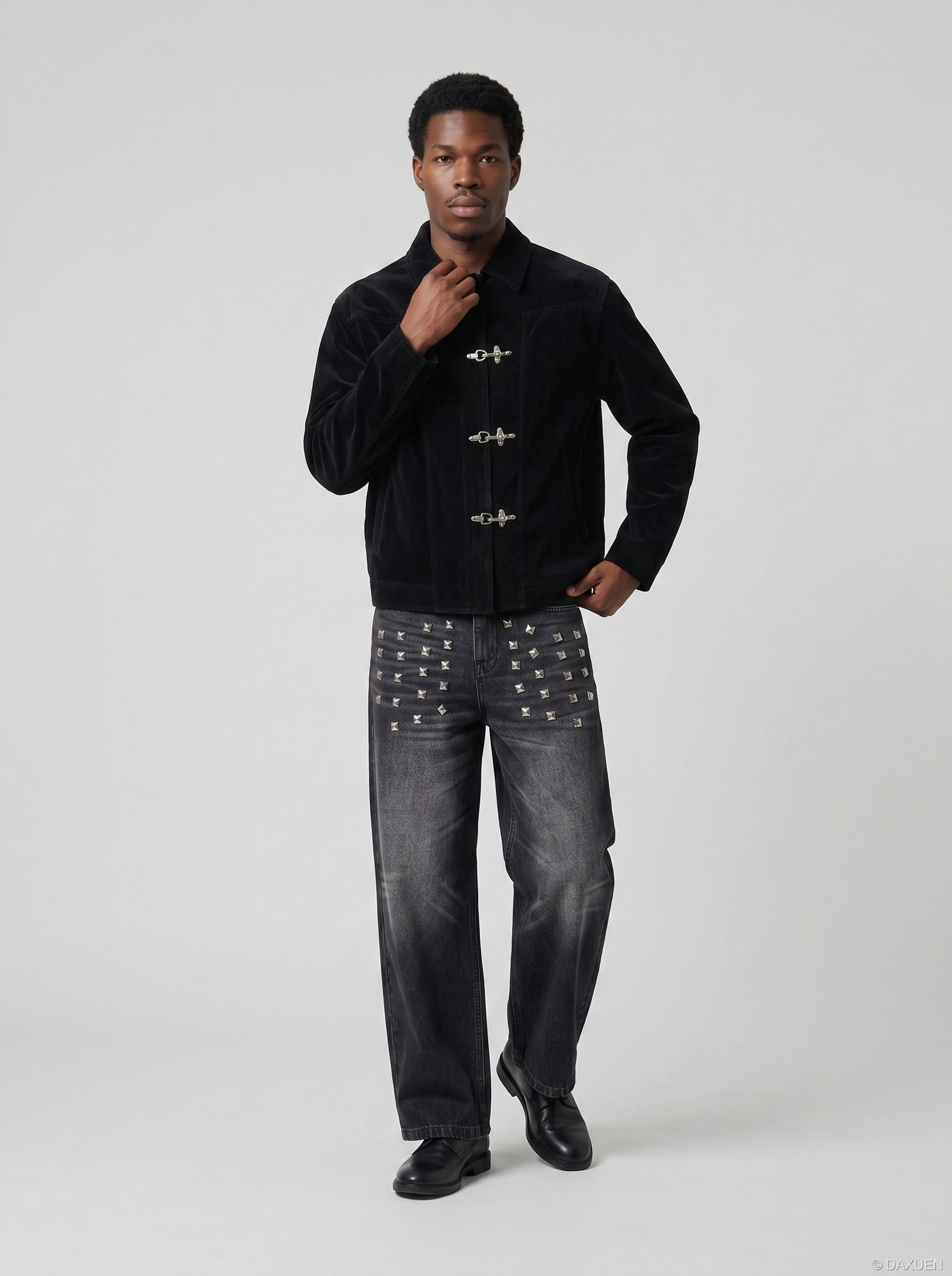 Studded Wide-Leg Denim Jeans
