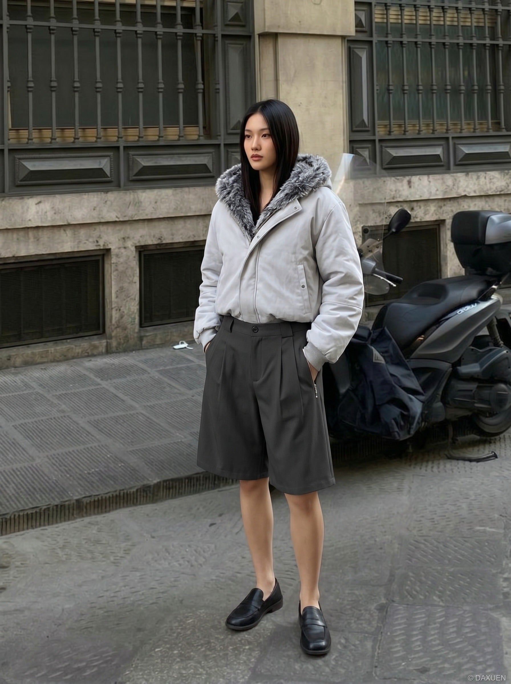 Pantalones cortos sastre de pernera ancha con detalle de cremallera