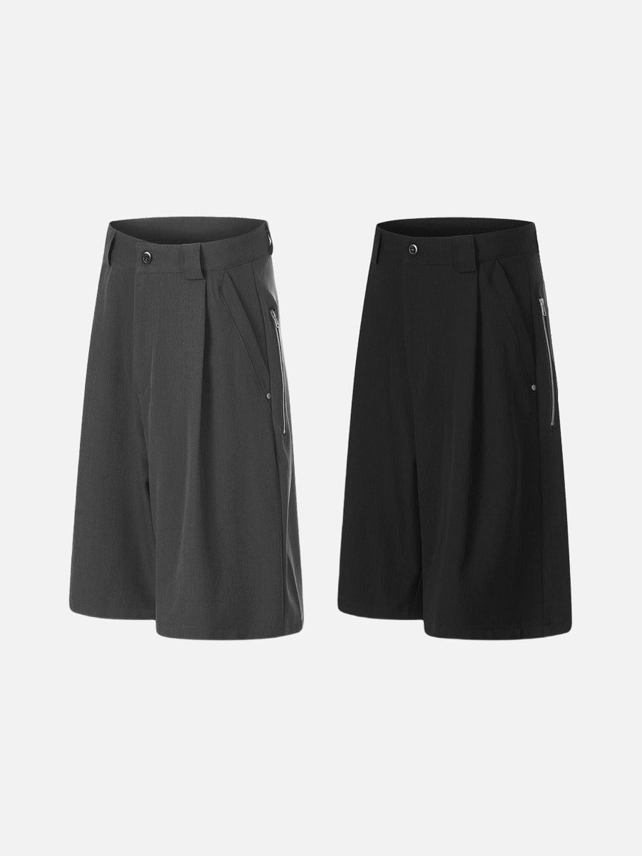 Pantalones cortos sastre de pernera ancha con detalle de cremallera