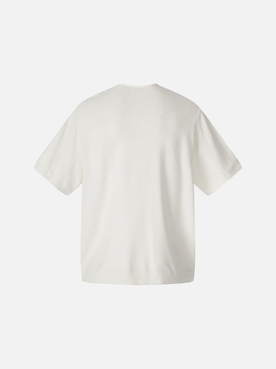 Top de punto Henley bordado vintage