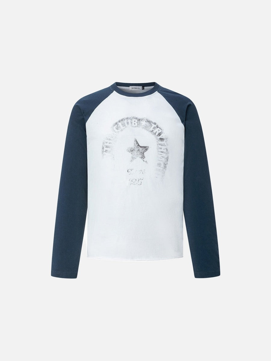 Camiseta Ranglan con Gráfico de Estrella Vintage