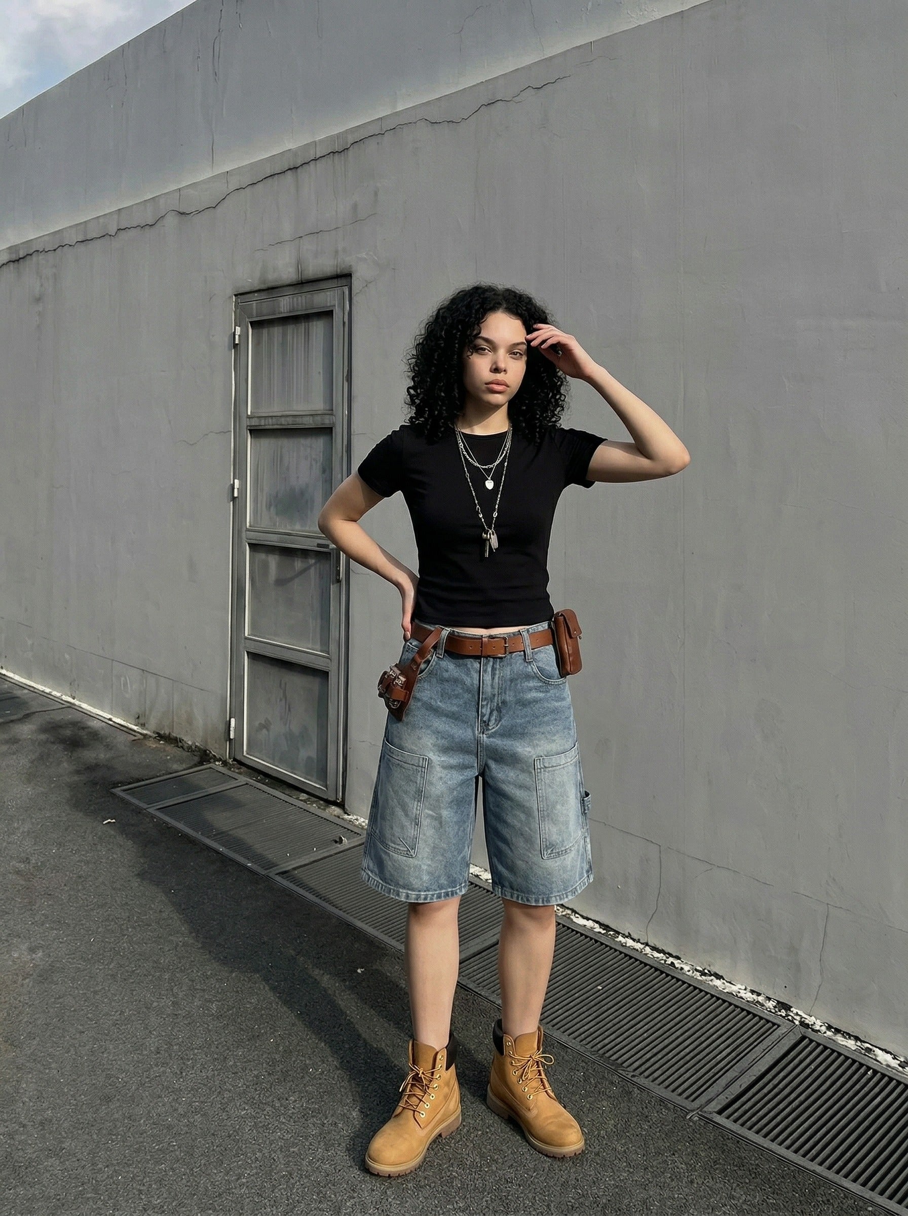 Vintage Vibe Multi-Pocket Denim Shorts
