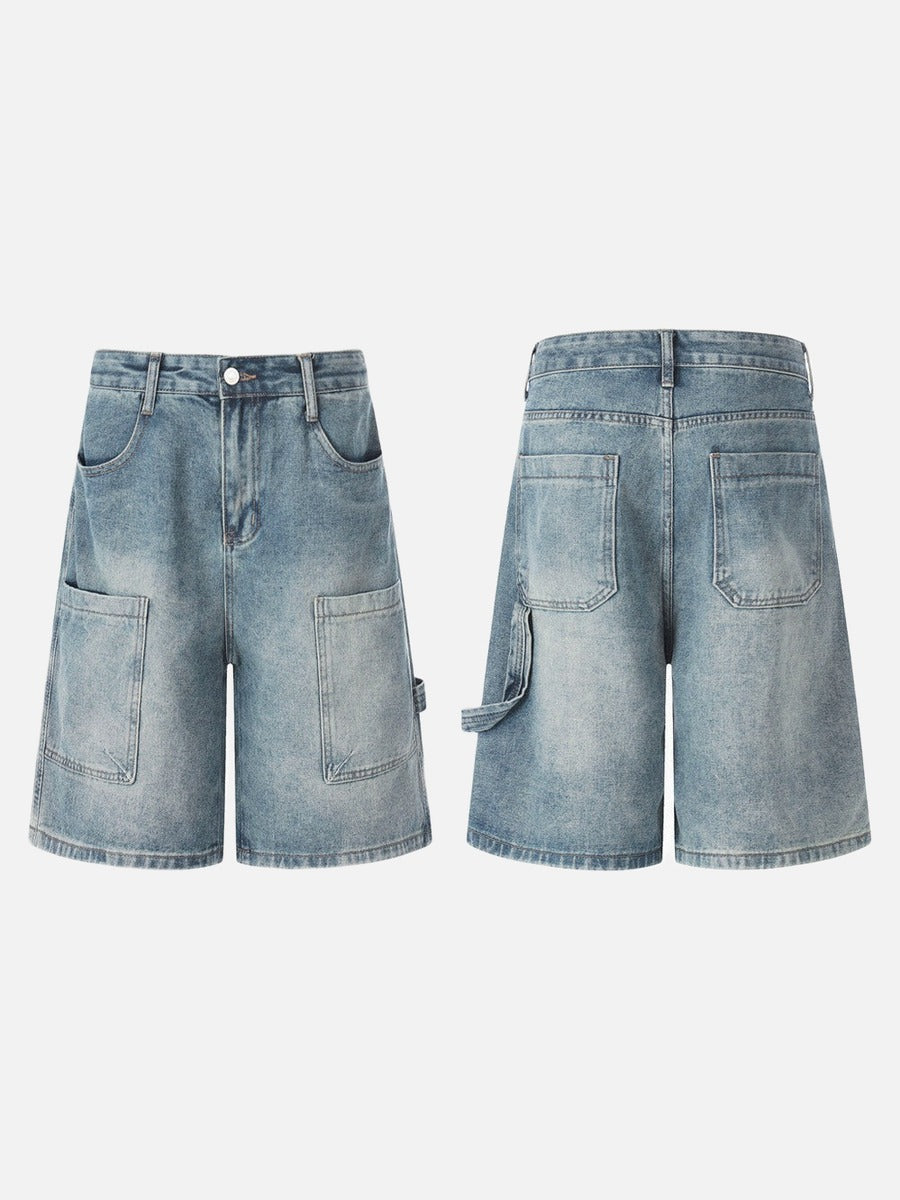 Vintage Vibe Multi-Pocket Denim Shorts