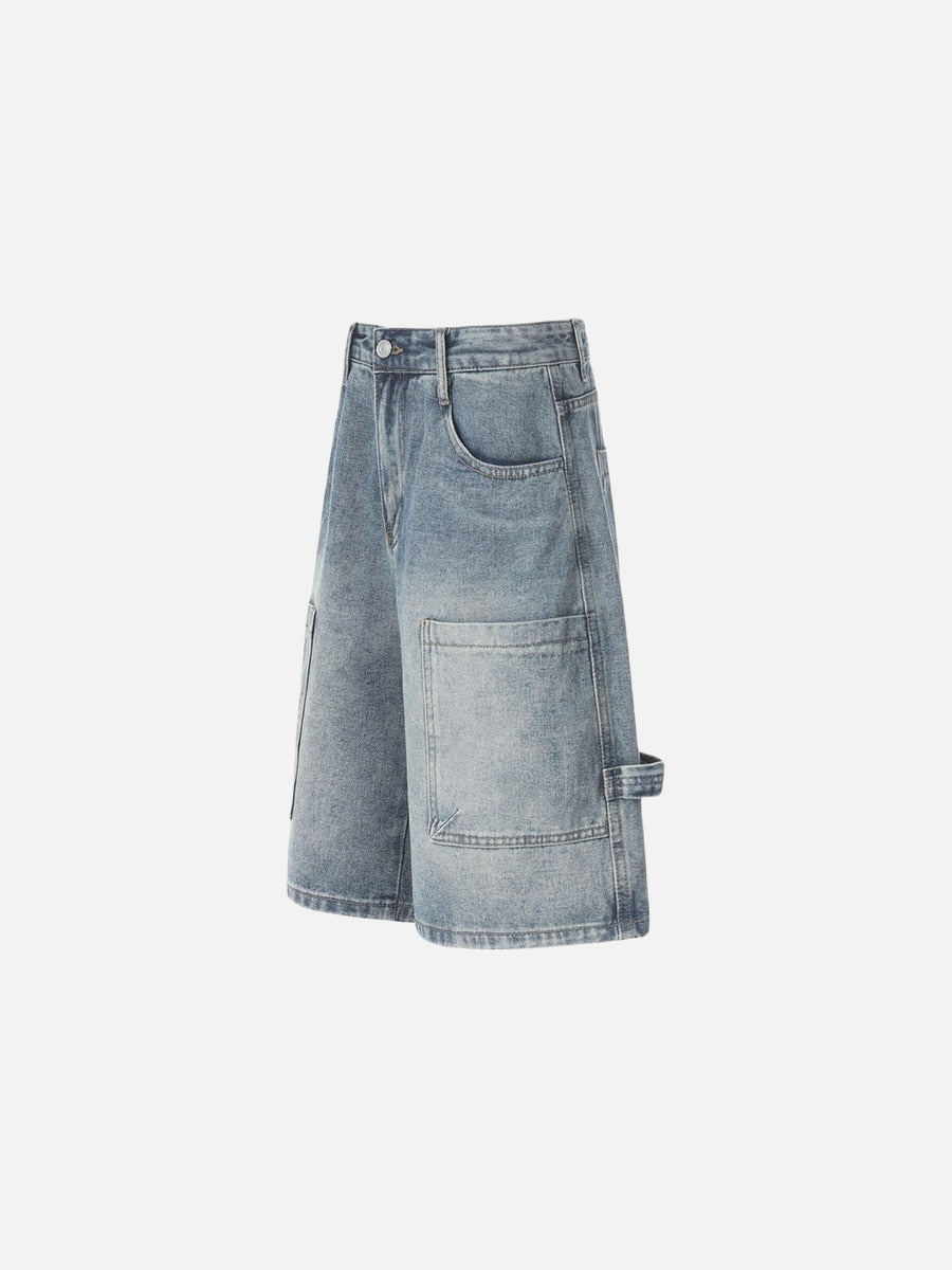 Vintage Vibe Multi-Pocket Denim Shorts